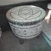 balishine This beautiful coffee table is made in Bali, Indonesia, from natural palm wood. Top is made with natural teak wood. Handmade carving for top and side with primitiv motif.