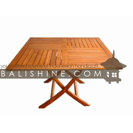 Balishine: Your natural source of indonesian handicraft presents in its Outdoor collection the Table:26GEN3757:This fordable square table is produced in indonesia, made from teak wood  Natural or chocolate color