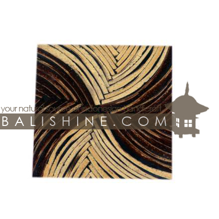 Balishine: Your natural source of indonesian handicraft presents in its Tableware collection the Coaster:631DIV1204:This square coaster is  produced in Bali this handicraft is made from resin and the matting of brown and white coconut shell mosaic.  
